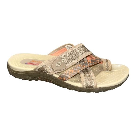 Skechers Reggae Splatter Thong Sandals, #40822, Taupe, Women's US Size 8 - Picture 1 of 9